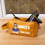 Trousse de toilette personnalisée en cuir PU avec nom et texte Accessoires de voyage Cadeau d'anniversaire pour homme papa