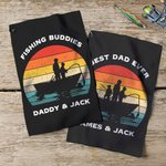 Personalized Fisherman 1-3 Kids Silhouette Soft Waffle Towel with Text and Hook Birthday Father's Day Gift for Fishing Man Dad