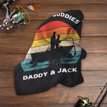 Personalized Fisherman 1-3 Kids Silhouette Soft Waffle Towel with Text and Hook Birthday Father's Day Gift for Fishing Man Dad