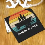 Personalized Fisherman 1-3 Kids Silhouette Soft Waffle Towel with Text and Hook Birthday Father's Day Gift for Fishing Man Dad