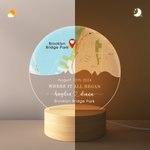 Personalised Where It All Began Map LED Night Light with Wood Base Names Address and Date Anniversary Valentine's Day Gift for Couple