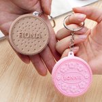 Personalised 3D Printing Biscuit Keychain with Name Anniversary Birthday Gift for Couple Biscuit Lovers