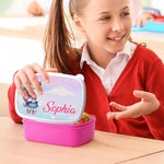 Personalisierte niedliche Fantasy Einhorn Dinosaurier Lebensmittelqualität Lunch-Box mit Namen Geburtstag zurück zu Schule Geschenk für Jungen Mädchen