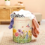 Personalized 2-15 Watercolor Birth Flowers Design Waterproof Laundry Storage Basket with Title and Names Birthday Housewarming Gift for Mom Grandma