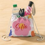 Asciugamano da spiaggia personalizzato con nome e personaggio telo borsa 2 in 1 motivo floreale asciugatura rapida oversize viaggio regalo per donne