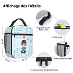 Sac Repas Isotherme Personnalisé avec Nom Personnage Dessin Animé Cadeau Rentrée Scolaire pour Enfants