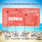 Personalisiertes Schnelltrocknendes Wortwolke Strandtuch mit Farbvarianten und Namen Poolparty Sommer Urlaub Geschenk für Familie Freunde