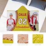 Personalised Baseball Christmas Tree Light Photo Soft Hooded Blanket with Name and Text Baseball Season Christmas Birthday Gift for Baseball Lovers