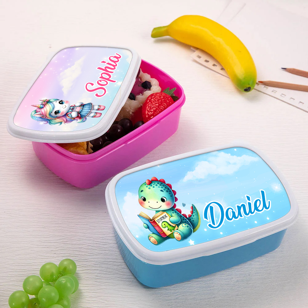 Boîte à lunch personnalisée avec nom pour les garçons et les filles.