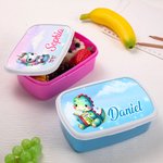 Personalisierte niedliche Fantasy Einhorn Dinosaurier Lebensmittelqualität Lunch-Box mit Namen Geburtstag zurück zu Schule Geschenk für Jungen Mädchen
