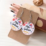 Personalise Apples Pencils Crayons Staplers Acrylic Dangle Earrings with Name Teacher's Day Birthday Gift for Teacher