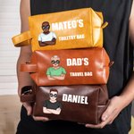 Trousse de toilette personnalisée en cuir PU avec nom et texte Accessoires de voyage Cadeau d'anniversaire pour homme papa