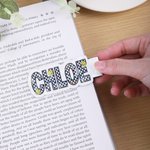 Personalised Colourful Waterproof Magnetic Bookmark Clip with Checkered Name Graduation Back to School Gift for Book Lover Teacher Student