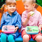 Personalisierte niedliche Fantasy Einhorn Dinosaurier Lebensmittelqualität Lunch-Box mit Namen Geburtstag zurück zu Schule Geschenk für Jungen Mädchen