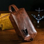 Personalised Airplane Pilot Waterproof PU Leather Large Toiletry Bag with Name Travel Aviation Birthday Gift for Men Air Force