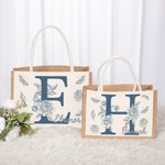 Personalized Butterfly Floral Initial Large Jute Tote Bag with Name Travel Accessories Wedding Party Birthday Gift for Women Bridesmaids
