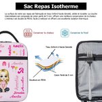 Sac Repas Isotherme Personnalisé avec Nom Personnage Dessin Animé Cadeau Rentrée Scolaire pour Enfants