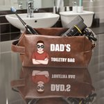 Trousse de toilette personnalisée en cuir PU avec nom et texte Accessoires de voyage Cadeau d'anniversaire pour homme papa