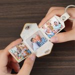 Personalized 3 Family Photos Album PU Leather Keychain with Engraved Text Birthday Father's Day Anniversary Gift for Dad Husband