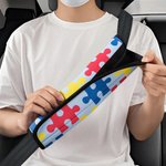 Personalized Autistic Puzzle Piece Design Soft Seat Belt Cover with Name Car Accessories Autism Special Needs Gift for Autistic Kids Parents