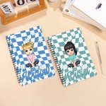 Personalised Cartoon Girl Plaid Flower Name A5 Spiral Notebook with 120 Lined Pages Back to School Birthday Gift for Girls