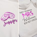 Personalisierte Just Married Frau Herr Multicolor 100% Baumwolle Zip Up Hoodie mit Namen Hochzeit Braut Dusche Flitterwochen Geschenk für Braut Bräutigam Paar