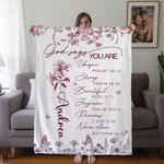 Personalized Birth Flower God Says You Are Soft Throw Blanket Home Decor Inspirational Birthday Baptism Gift for Women Christian