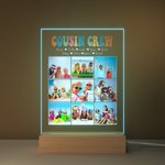 Veilleuse LED Personnalisée avec Collage de Photos Noms Décoration de Chambre avec Socle en Bois Cadeau Noël pour Famille Enfant