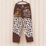 Personalized Highland Cow Sunflower Soft Pajama Pants with Name Anniversary Birthday Gift for Women Highland Cow Lovers