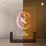 Personalisierte Schwanensee Ballett Mädchen Name Initialen LED-Nachtlicht mit hölzernen Basis Kind Schlafzimmer Dekoration Geburtstagsgeschenk für Mädchen Ballett-Liebhaber
