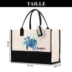 Sac Fourre-tout Personnalisé avec Nom et Motif Torture de Mer Florale Accessoire de Grande Capacité Cadeau Vacances Anniversaire pour Femme