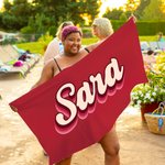 Gepersonaliseerde Kleurrijke Naam Sneldrogende Oversized Strandlaken Zomer Reisbenodigdheid Verjaardagscadeau voor Familie en Vrienden