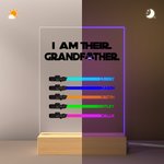 Personalized I Am Their Father Grandfather LED Night Light with 1-8 Light Saber Names and Wooden Base Father's Day Gift for Dad Grandpa
