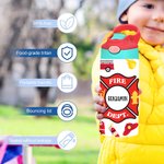 Bottiglia d'acqua per bambini personalizzata a tema antincendio da 12 oz con manico con nome e cannuccia in silicone Regalo di compleanno per bambini per il ritorno a scuola