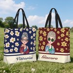 Borsa tote personalizzata con nome e motivo floreale fiore di nascita grande capacità regalo di compleanno e anniversario per donne