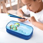 Personalised Fantasy Unicorn Dinosaur Double-Layer Oxford Pencil Case with Name and Zipper School Supply Birthday Back to School Gift for Students