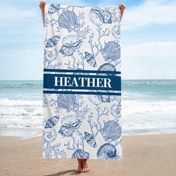 Henkilökohtainen Toile De Jouy Ocean Art Nopea kuivaus ylisuuri rantapyyhe nimellä Kesäloma Beach Party Essentials syntymäpäivälahja ystävälle perheelle