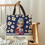 Borsa tote personalizzata con nome e motivo floreale fiore di nascita grande capacità regalo di compleanno e anniversario per donne