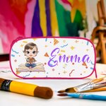 Estuche personalizado de doble capa con nombre y cremallera de un personaje de dibujos animados Regalo de cumpleaños de vuelta al cole para niños y niñas