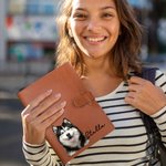 Cara de mascota personalizada Foto PU Cuero A5 Sketchbook Cubierta con nombre y bolsillo de almacenamiento Cumpleaños Aniversario Regalo para Pet Lover