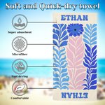Personalized Fish Marine Life Art Illustration Oversized Quick Dry Beach Towel with Name Summer Vacation Travel Essentials Birthday Gift for Friends
