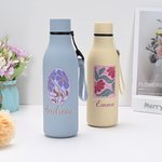 Personalized Watercolor Floral Multicolor 18.5 oz Insulated Water Bottle with Carrying Rope and Spill-Proof Lid Birthday Gift for Friends Family