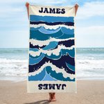 Personalized Fish Marine Life Art Illustration Oversized Quick Dry Beach Towel with Name Summer Vacation Travel Essentials Birthday Gift for Friends