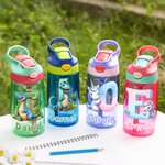 Personalised Fantasy Unicorn Dinosaur Initial 16 oz Kid Water Bottle with Name and Silicone Straw Birthday Back to School Gift for Boys Girls