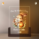 Personalized Parent-Child Animal Name LED Night Light with Wooden Base Our 1st Mother's Day Room Decor Birthday Gift for Mom Kids