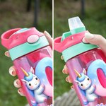 Personalised Fantasy Unicorn Dinosaur Initial 16 oz Kid Water Bottle with Name and Silicone Straw Birthday Back to School Gift for Boys Girls