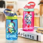 Bouteille d'eau personnalisée avec paille en silicone et poignée Cadeau d'anniversaire pour les garçons et les filles