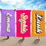 Gepersonaliseerde Kleurrijke Naam Sneldrogende Oversized Strandlaken Zomer Reisbenodigdheid Verjaardagscadeau voor Familie en Vrienden