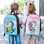 Personalized Fantasy Unicorn Dinosaur School Backpack with Name Back to School Birthday Gift for Boys Girls