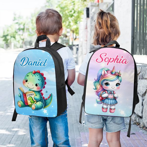 Personalized Fantasy Unicorn Dinosaur School Backpack with Name Back to School Birthday Gift for Boys Girls